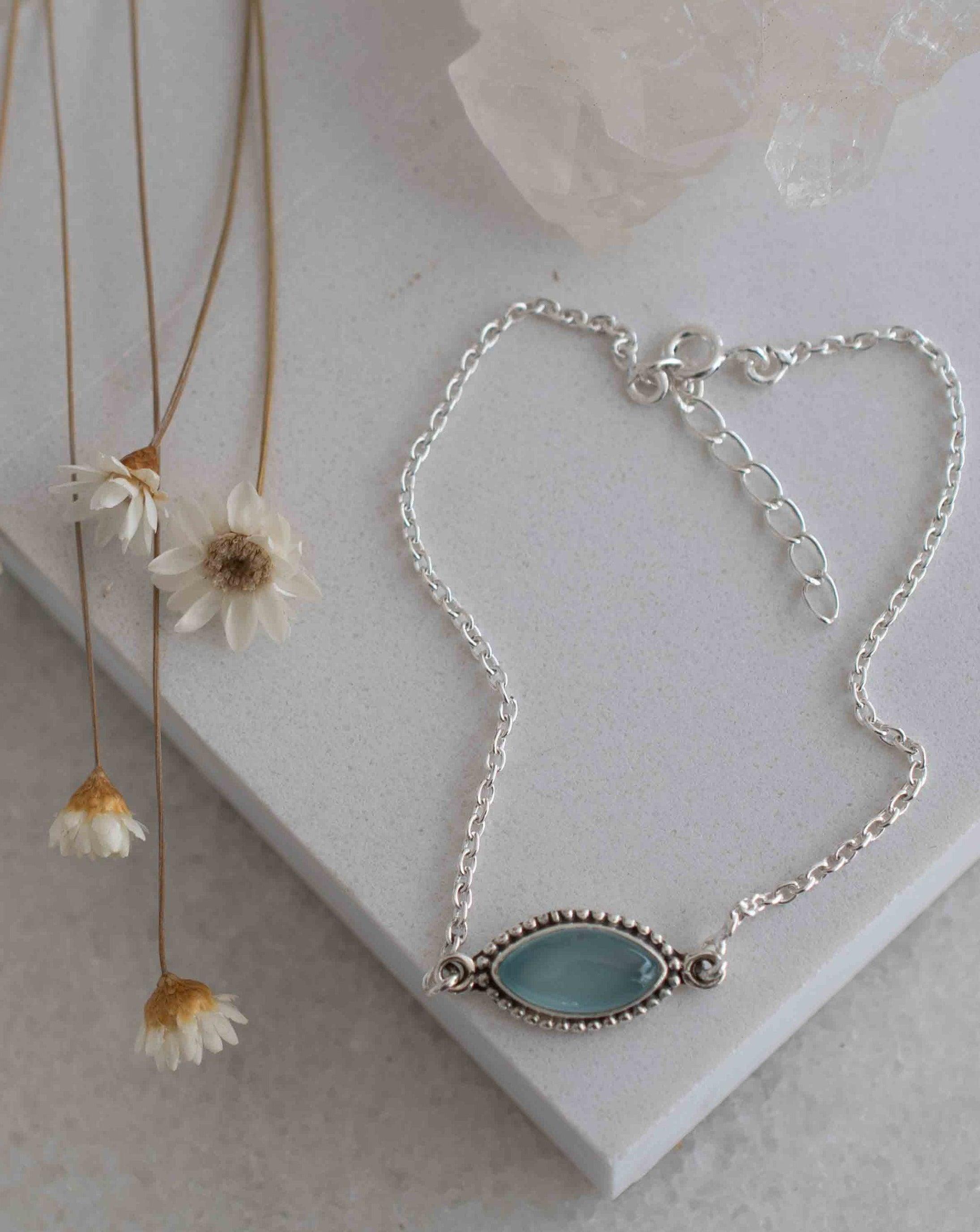 Turquoise, Labradorite, Larimar, Moonstone and Aqua Chalcedony Bracelet ~ Sterling Silver 925 ~Handmade ~Hippie ~Bohemian  ~Stackable MB0