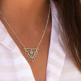 Turquoise Mandala Necklace ~ Sterling Silver 925 ~Jewelry ~ Beaded Chain ~ Minimalist~ Handmade~ Thin Chain~ Delicate ~Layered  ~ MN070