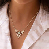 Turquoise Mandala Necklace ~ Sterling Silver 925 ~Jewelry ~ Beaded Chain ~ Minimalist~ Handmade~ Thin Chain~ Delicate ~Layered  ~ MN070
