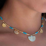 Turquoise Necklace ~ Gold Plated 18k ~Choker ~ Jewelry ~ Gift For Her ~ Minimalist~ Handmade~ Thin Chain~ Delicate ~Layered ~ Boho MN137