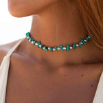 Turquoise necklace~ Sterling Silver 925 ~ Choker ~ Jewelry ~ Gift For Her ~ Minimalist~ Handmade~ MN093