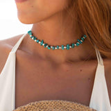 Turquoise necklace~ Sterling Silver 925 ~ Choker ~ Jewelry ~ Gift For Her ~ Minimalist~ Handmade~ MN093
