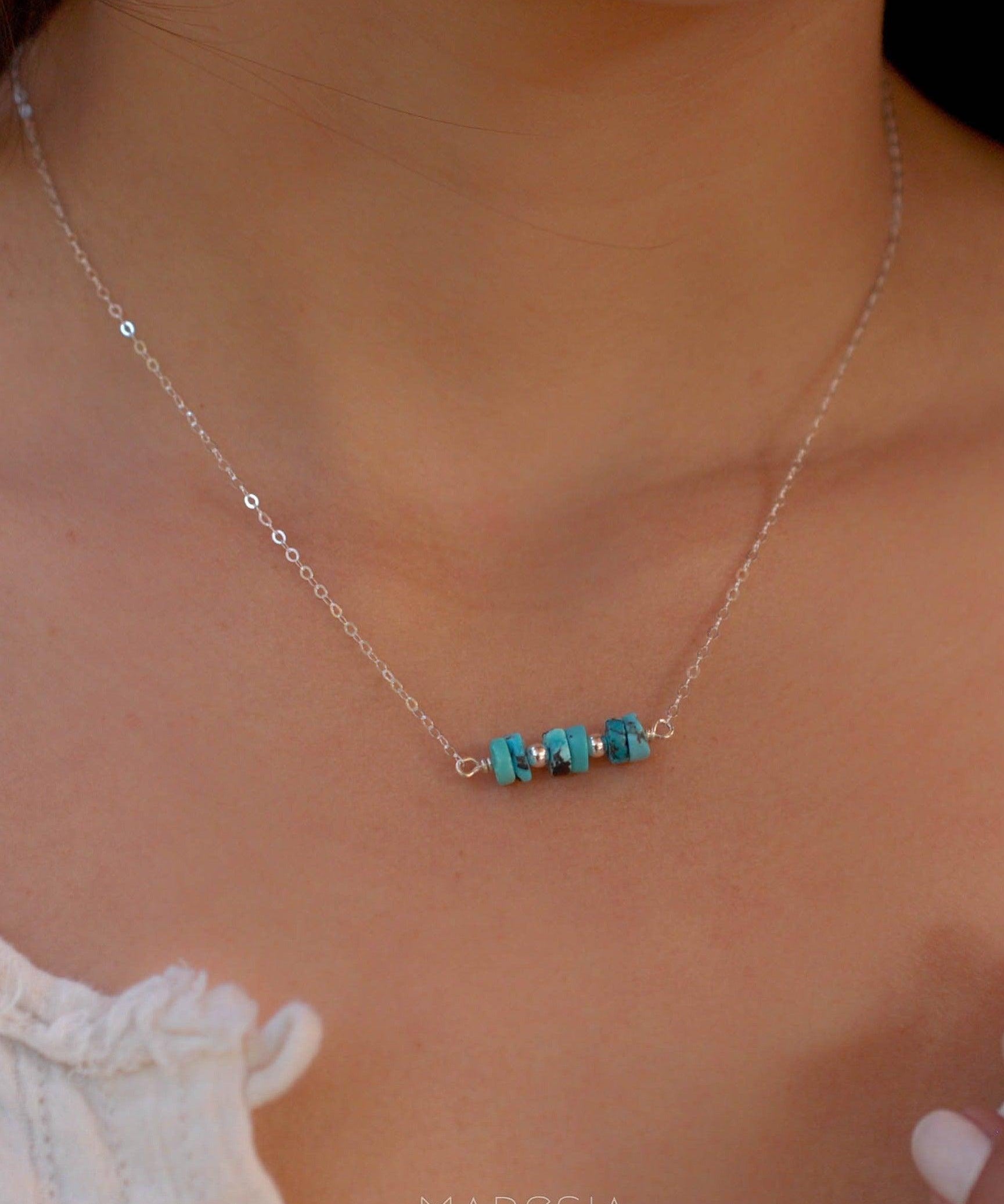 Turquoise necklace~ Sterling Silver 925 or Gold Filled - Maresia Jewelry