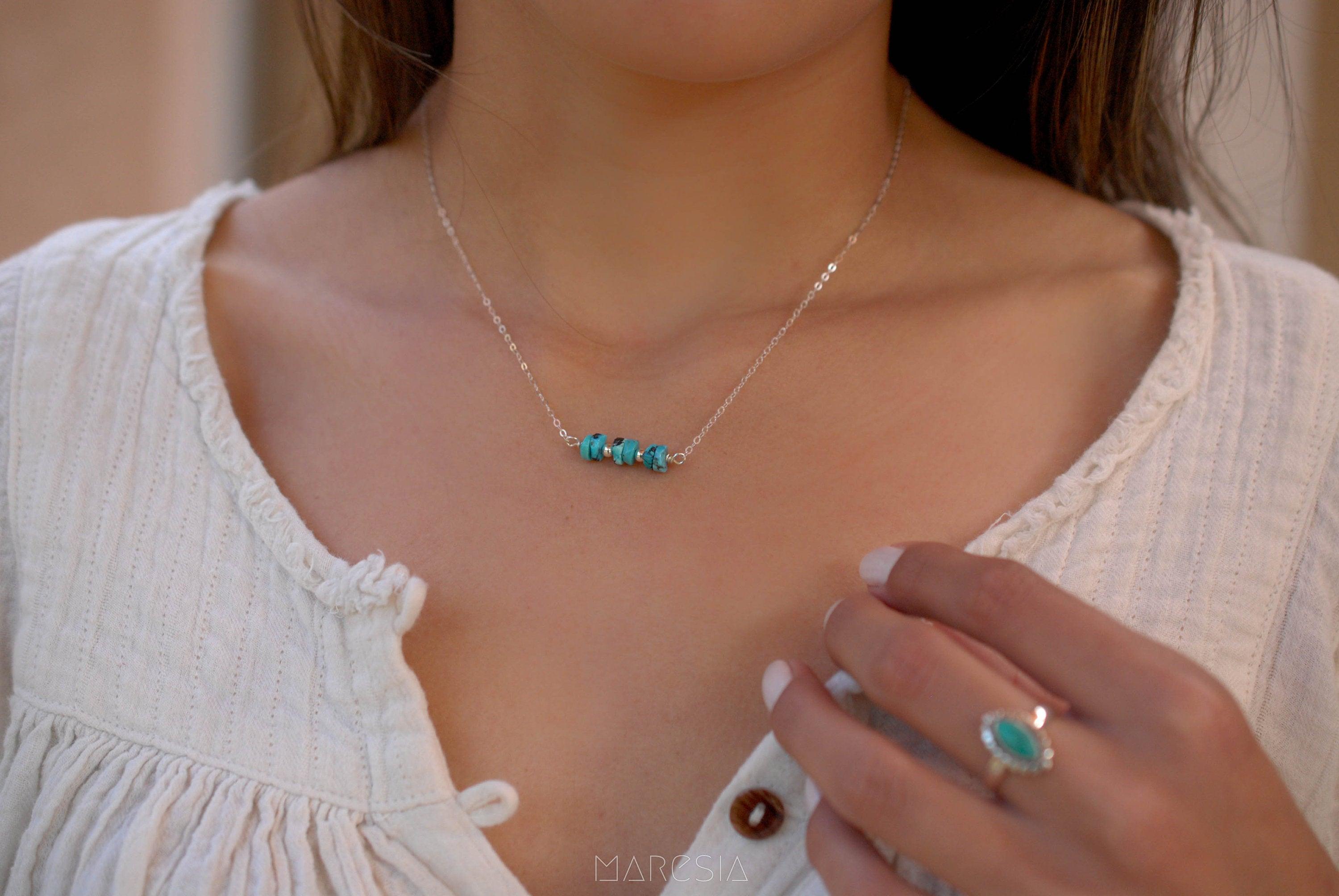 Turquoise necklace~ Sterling Silver 925 or Gold Filled - Maresia Jewelry