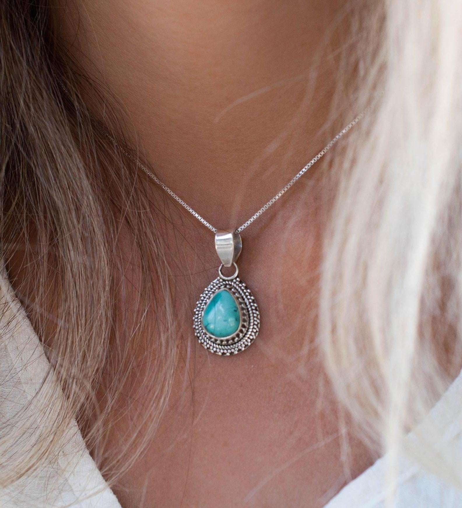 Turquoise Pendant ~ Sterling Silver 925 - Maresia Jewelry