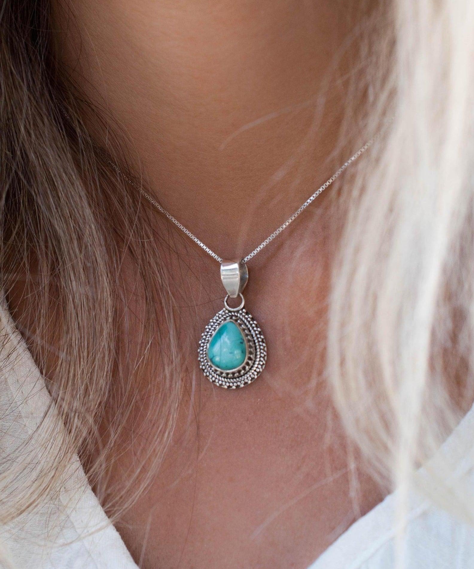 Turquoise Pendant ~ Sterling Silver 925 - Maresia Jewelry