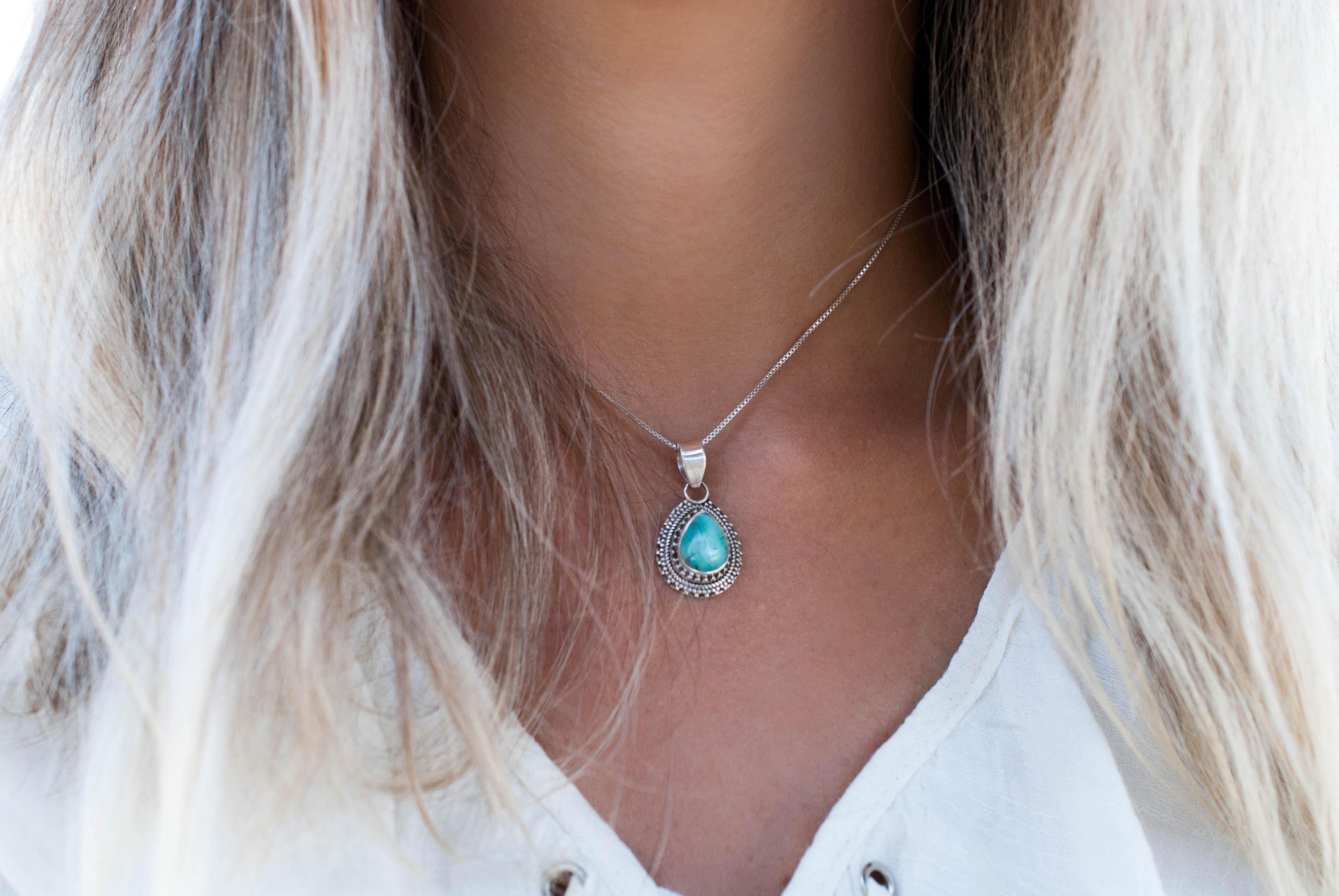 Turquoise Pendant ~ Sterling Silver 925 - Maresia Jewelry