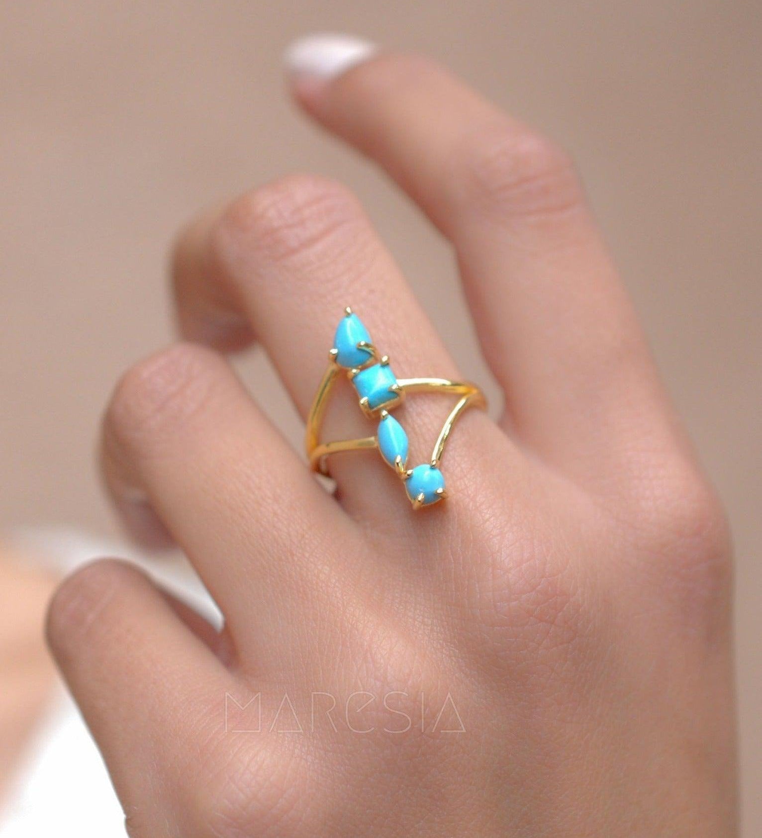 Turquoise Ring ~ 18k Gold Plated ~ MR025A - Maresia Jewelry