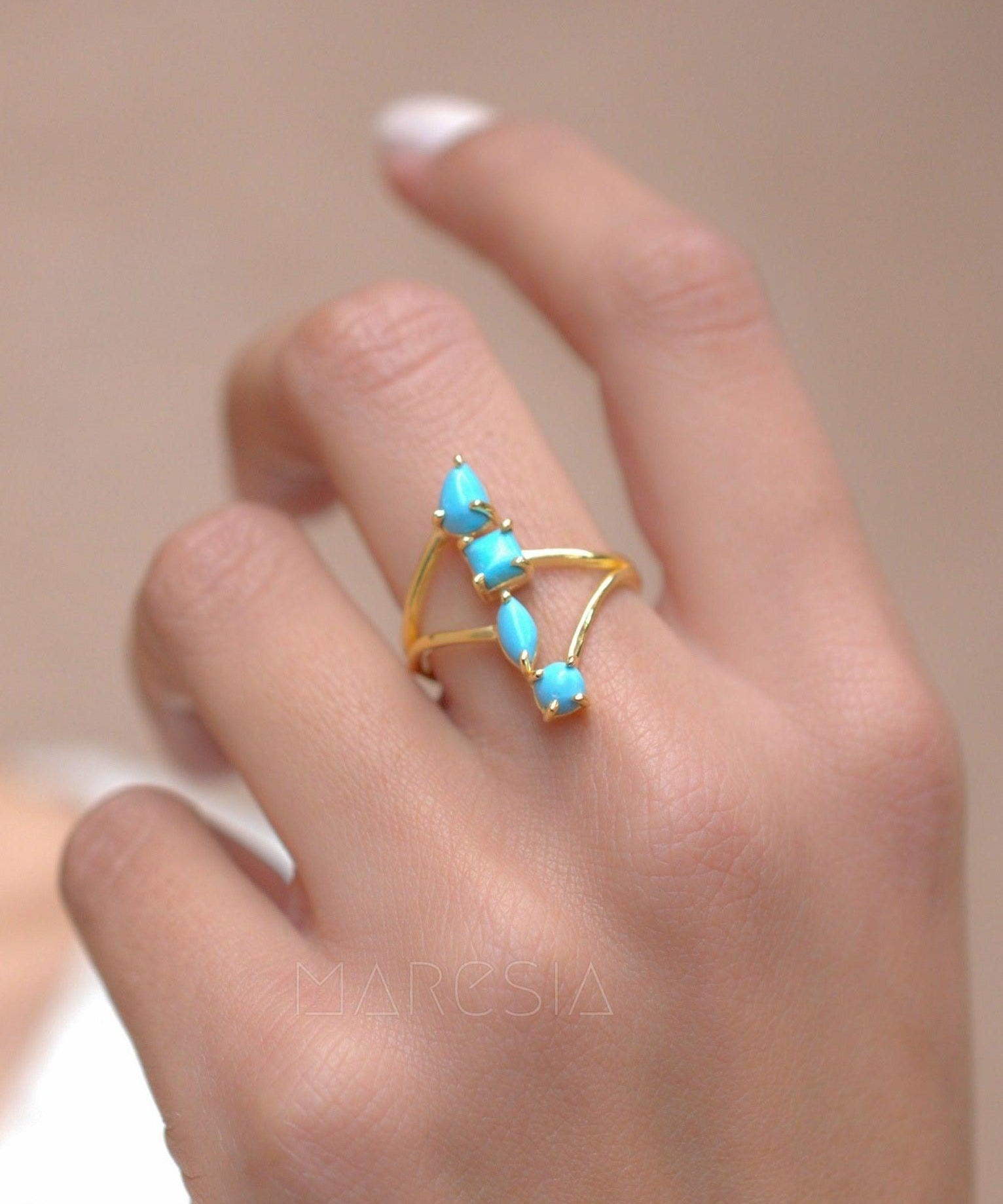 Turquoise Ring ~ 18k Gold Plated ~ MR025A - Maresia Jewelry