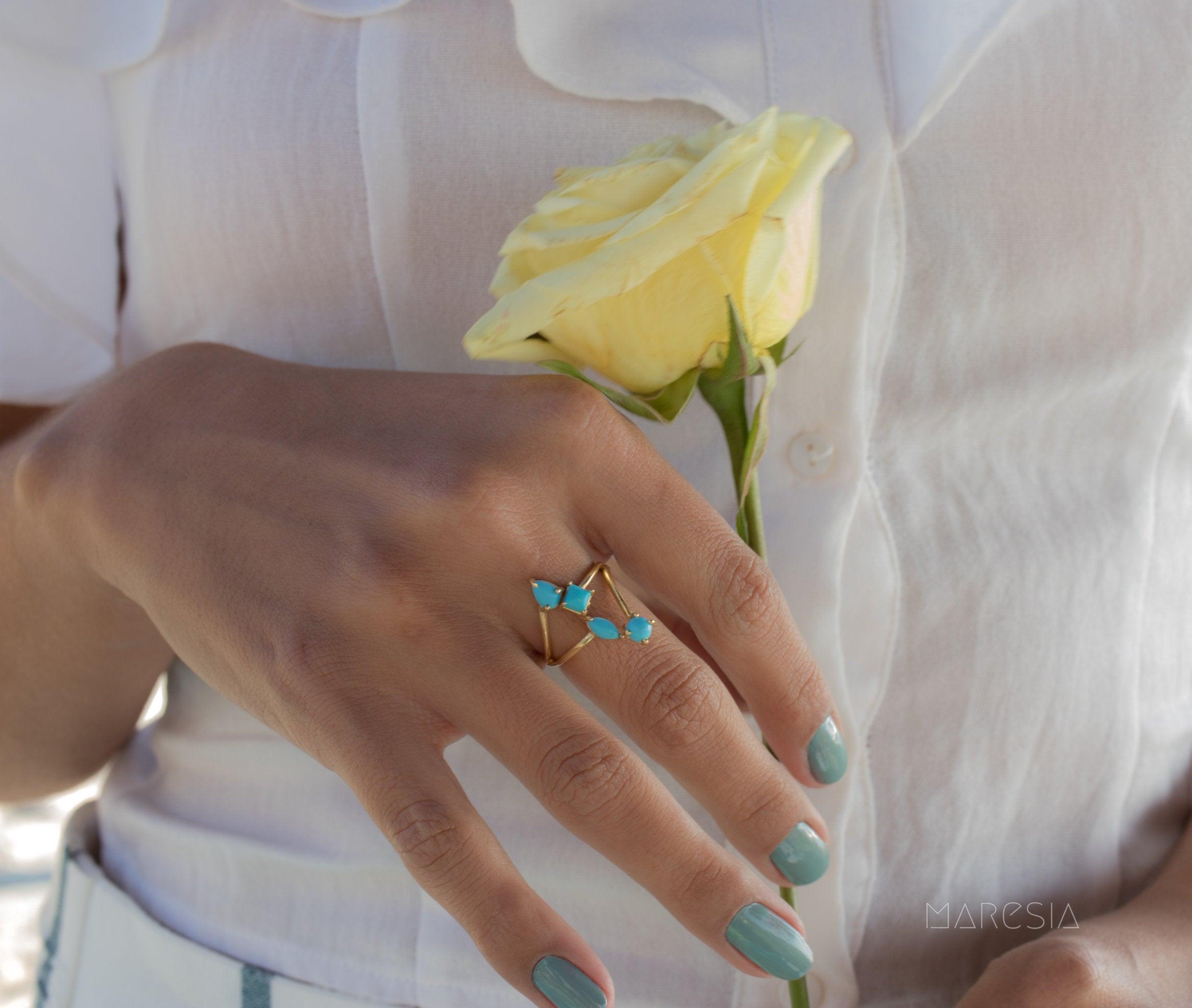 Turquoise Ring ~ 18k Gold Plated ~ MR025A - Maresia Jewelry