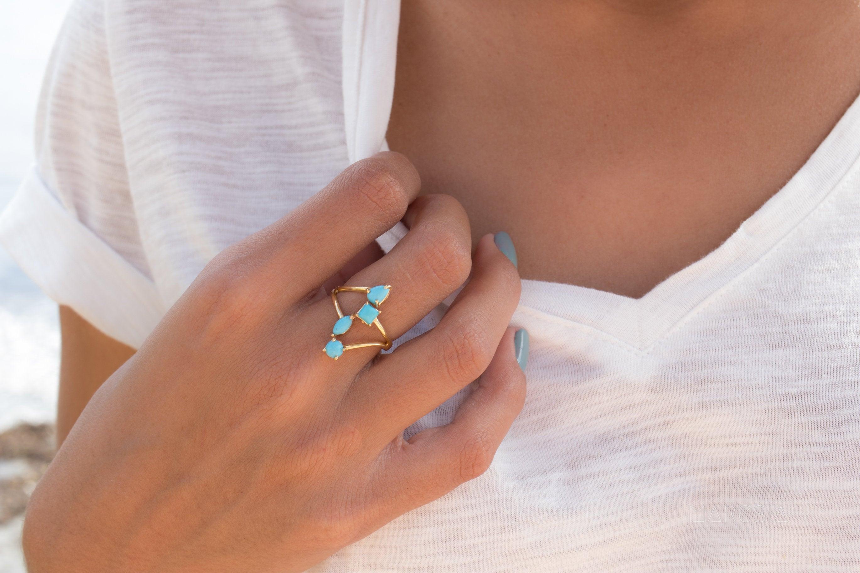 Turquoise Ring ~ 18k Gold Plated ~ MR025A - Maresia Jewelry
