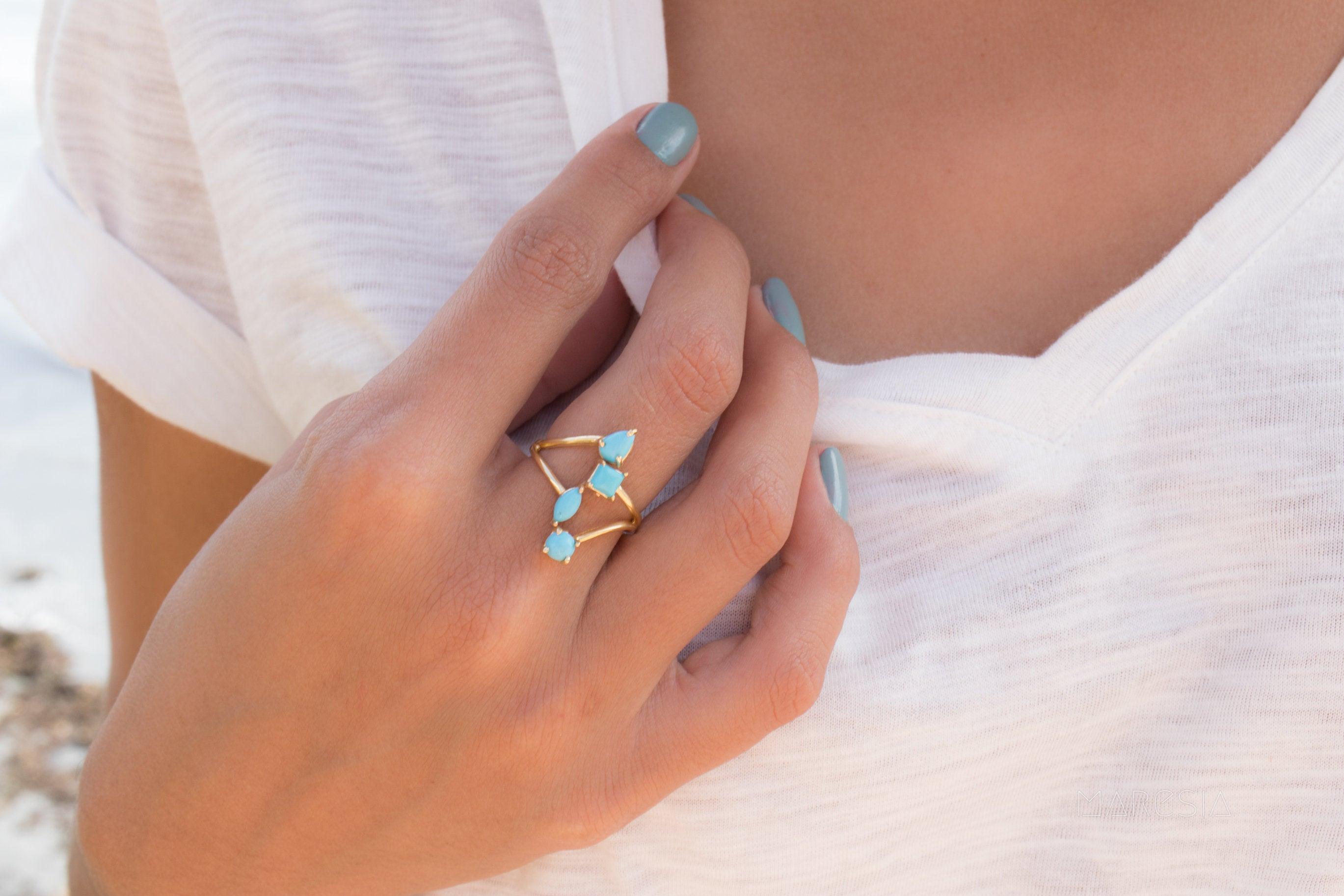 Turquoise Ring ~ 18k Gold Plated ~ MR025A - Maresia Jewelry