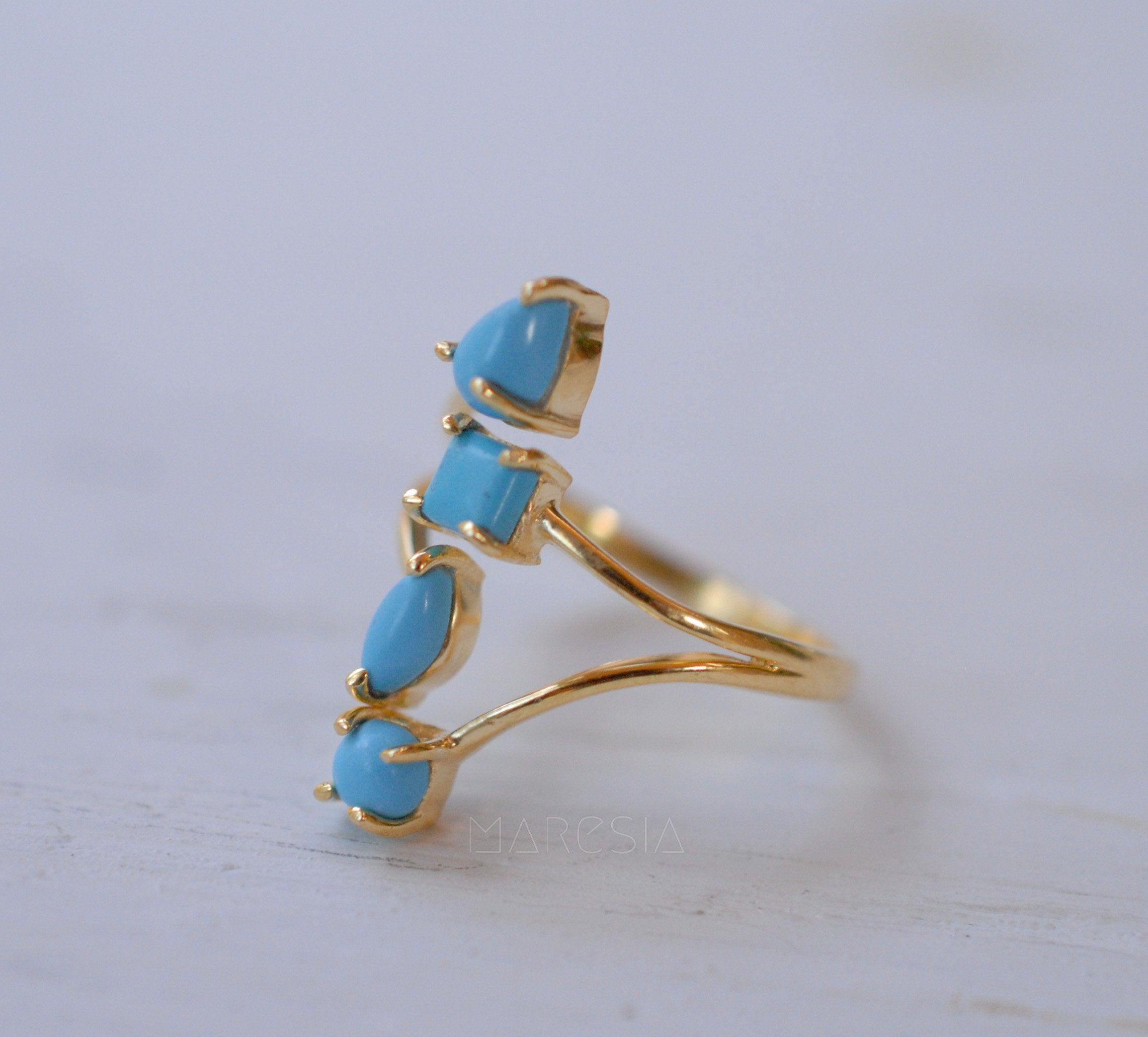 Turquoise Ring ~ 18k Gold Plated ~ MR025A - Maresia Jewelry