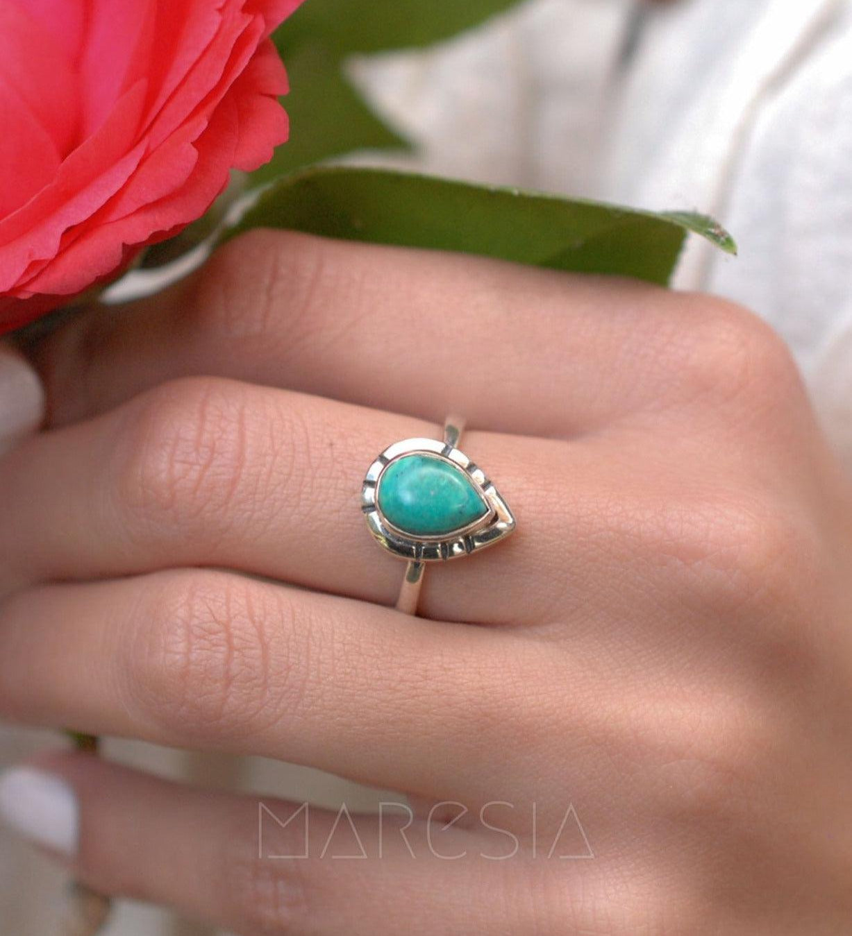 Turquoise Ring ~ Sterling Silver 925 ~MR008 - Maresia Jewelry