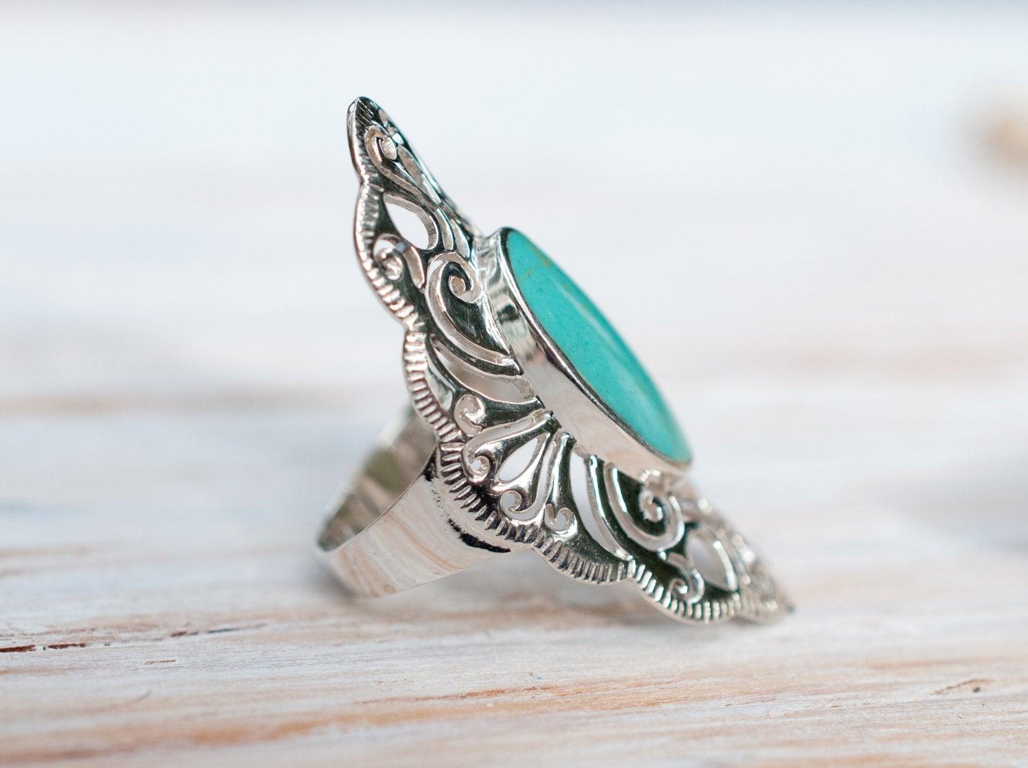 Turquoise Ring ~ Sterling Silver 925 ~  MR137 - Maresia Jewelry