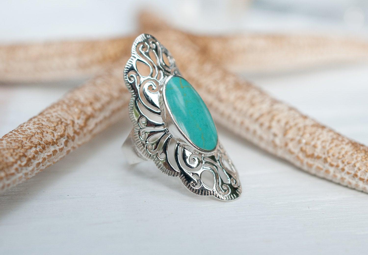 Turquoise Ring ~ Sterling Silver 925 ~  MR137 - Maresia Jewelry