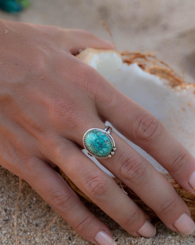 Turquoise Ring ~ Sterling Silver 925 ~ Handmade ~ Statement ~ Hippie ~ Bohemian ~ Jewelry ~Gift For Her ~Gemstone~December Birthstone~ MR227