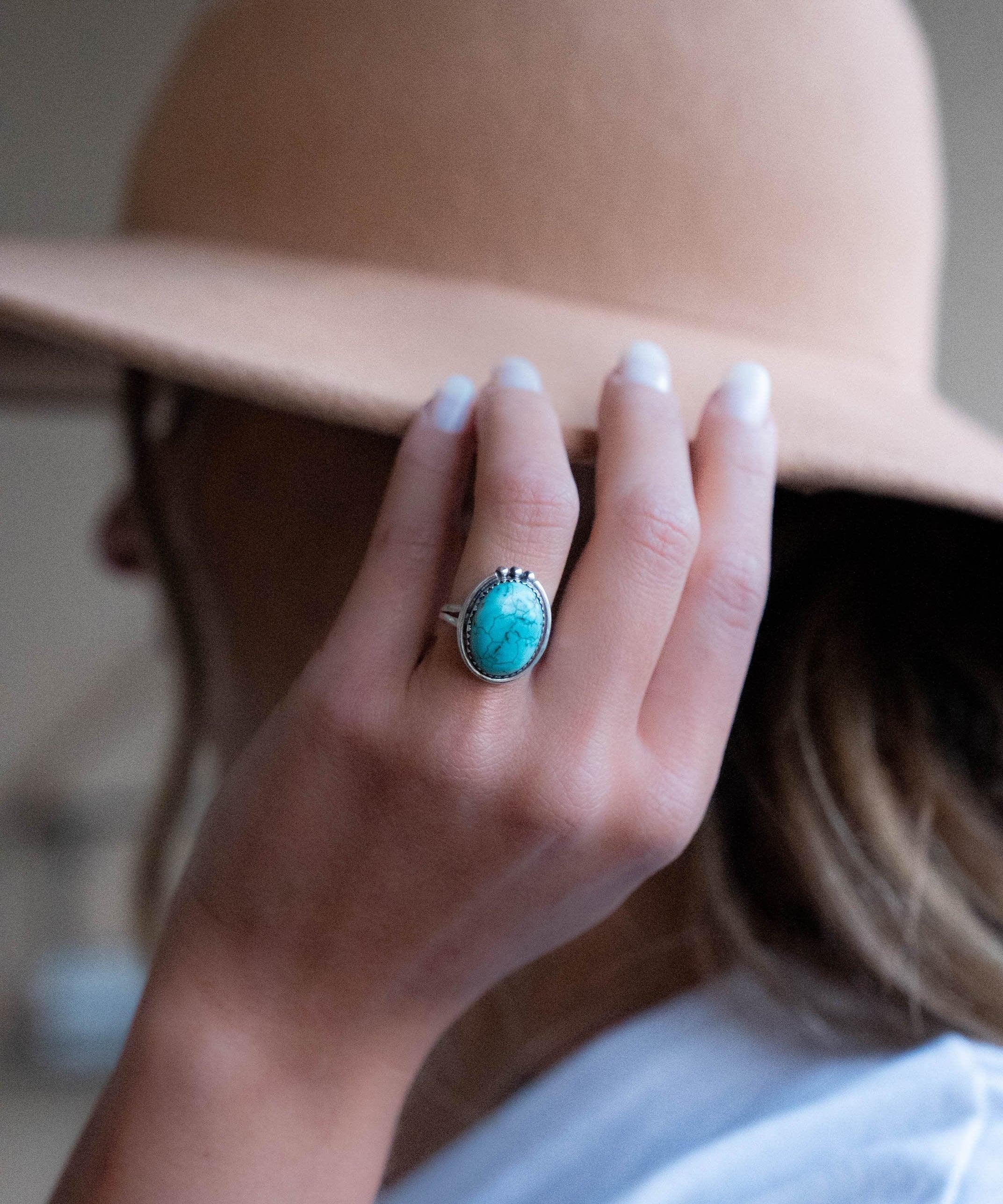 Turquoise Ring ~ Sterling Silver 925 ~ Handmade ~ Statement ~ Hippie ~ Bohemian ~ Jewelry ~Gift For Her ~Gemstone~December Birthstone~ MR227