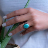 Turquoise Ring ~ Sterling Silver 925 ~ Handmade ~ Statement ~ Hippie ~ Bohemian ~ Jewelry ~Gift For Her ~Gemstone~December Birthstone~ MR227