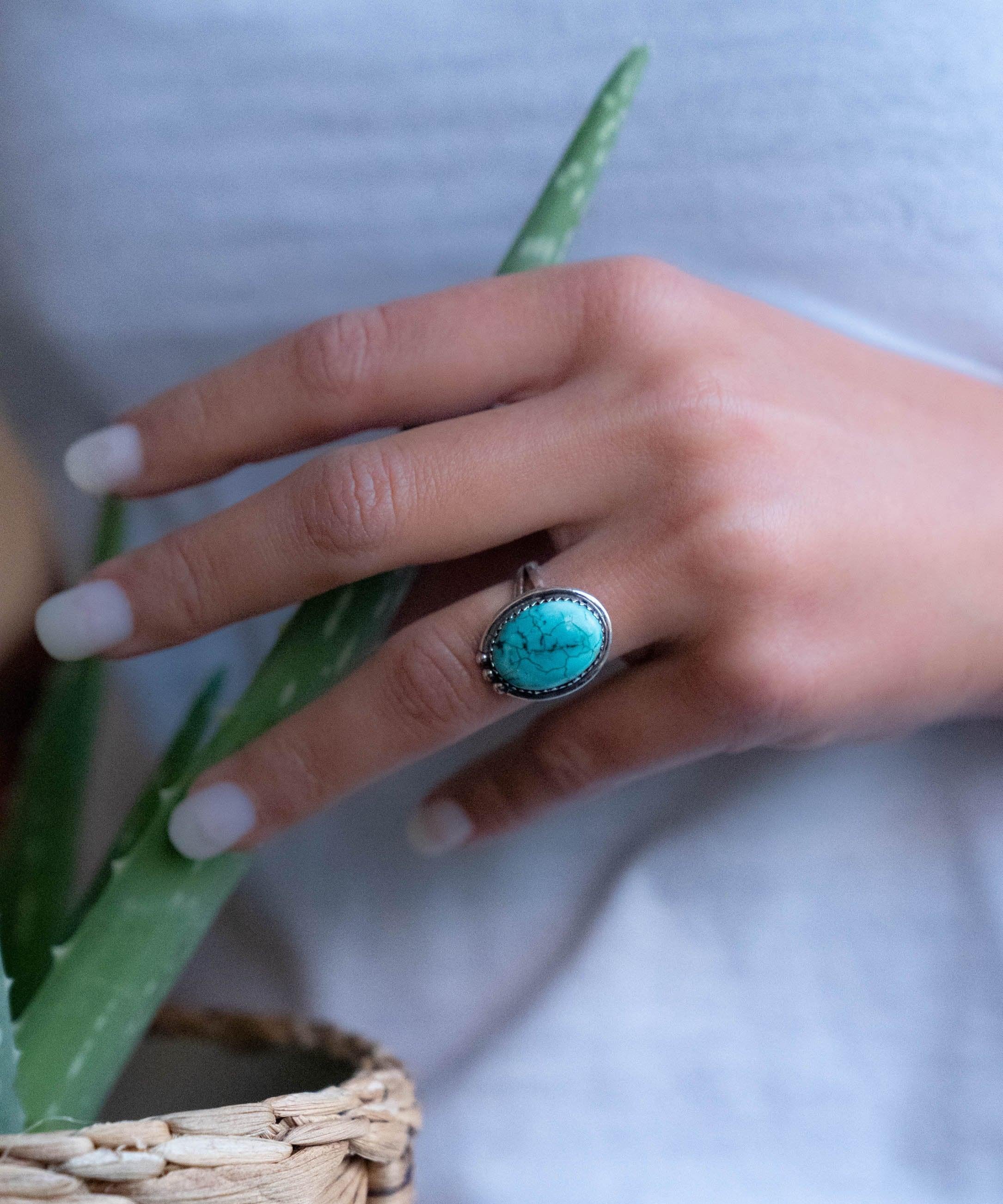 Turquoise Ring ~ Sterling Silver 925 ~ Handmade ~ Statement ~ Hippie ~ Bohemian ~ Jewelry ~Gift For Her ~Gemstone~December Birthstone~ MR227