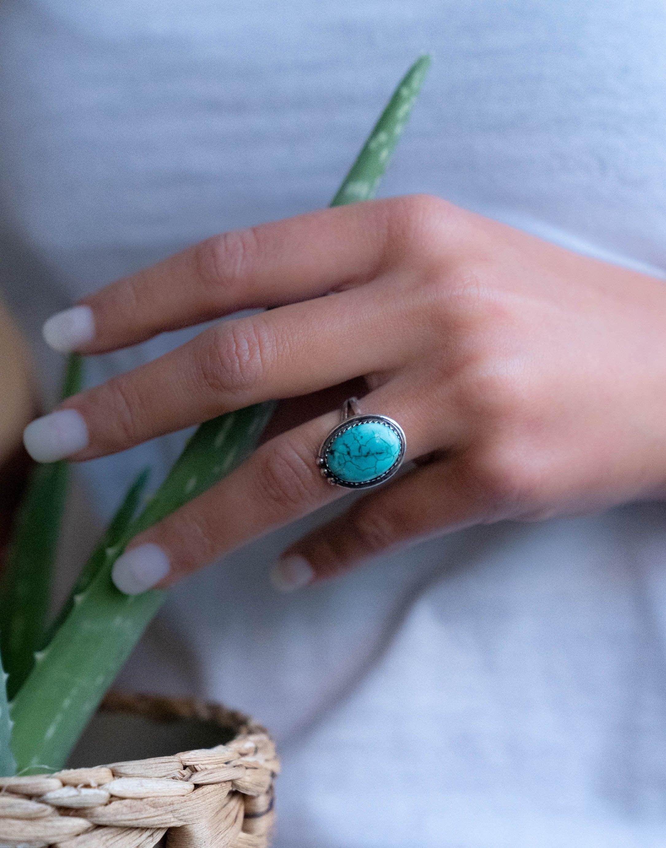 Turquoise Ring ~ Sterling Silver 925 ~ Handmade ~ Statement ~ Hippie ~ Bohemian ~ Jewelry ~Gift For Her ~Gemstone~December Birthstone~ MR227