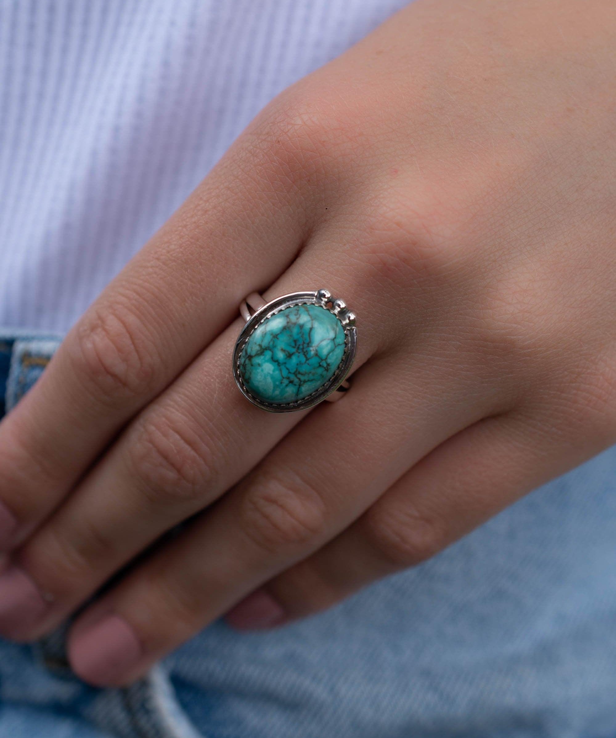 Turquoise Ring ~ Sterling Silver 925 ~ Handmade ~ Statement ~ Hippie ~ Bohemian ~ Jewelry ~Gift For Her ~Gemstone~December Birthstone~ MR227