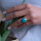 Turquoise Ring ~ Sterling Silver 925 ~ Handmade ~ Statement ~ Hippie ~ Bohemian ~ Jewelry ~Gift For Her ~Gemstone~December Birthstone~ MR227