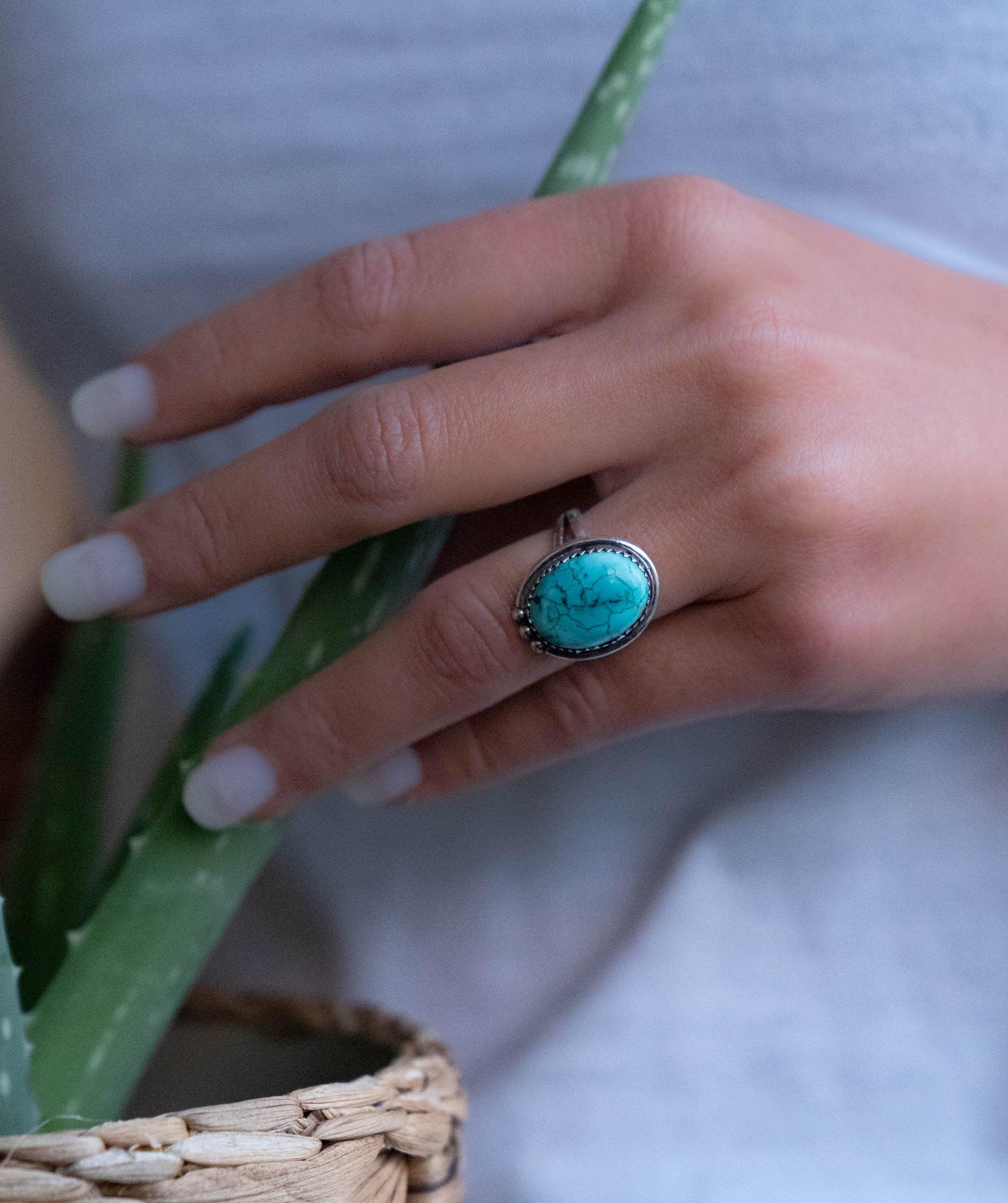 Turquoise Ring ~ Sterling Silver 925 ~ Handmade ~ Statement ~ Hippie ~ Bohemian ~ Jewelry ~Gift For Her ~Gemstone~December Birthstone~ MR227