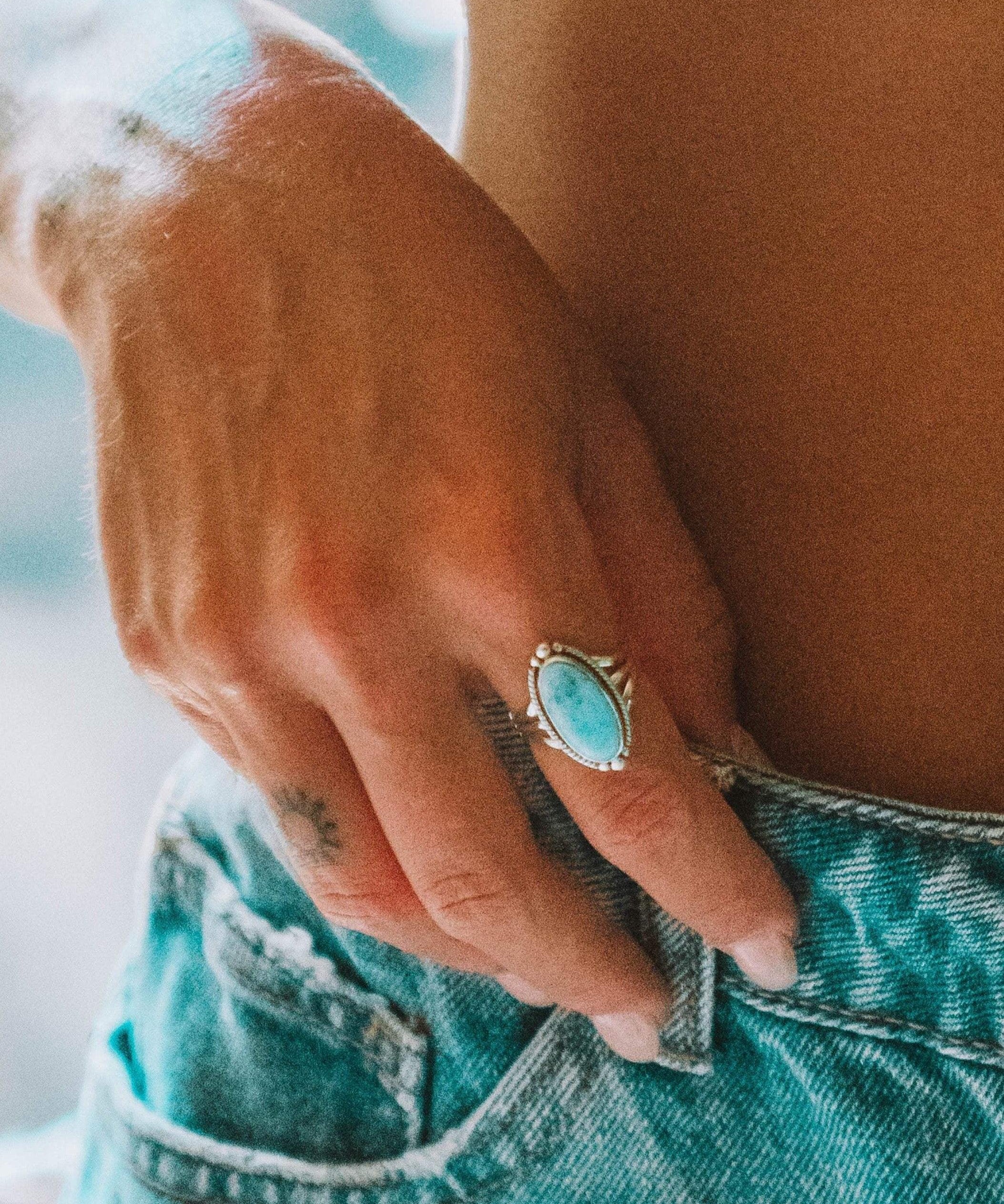 Turquoise Ring ~ Sterling Silver 925 ~ Handmade ~ Statement ~ Hippie ~ Bohemian ~ Jewelry ~Gift For Her ~Gemstone~December Birthstone~MR249