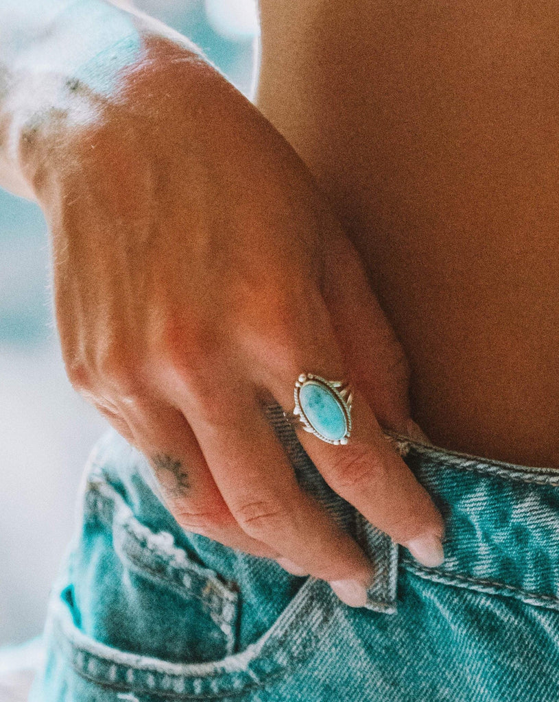 Turquoise Ring ~ Sterling Silver 925 ~ Handmade ~ Statement ~ Hippie ~ Bohemian ~ Jewelry ~Gift For Her ~Gemstone~December Birthstone~MR249