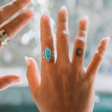 Turquoise Ring ~ Sterling Silver 925 ~ Handmade ~ Statement ~ Hippie ~ Bohemian ~ Jewelry ~Gift For Her ~Gemstone~December Birthstone~MR249