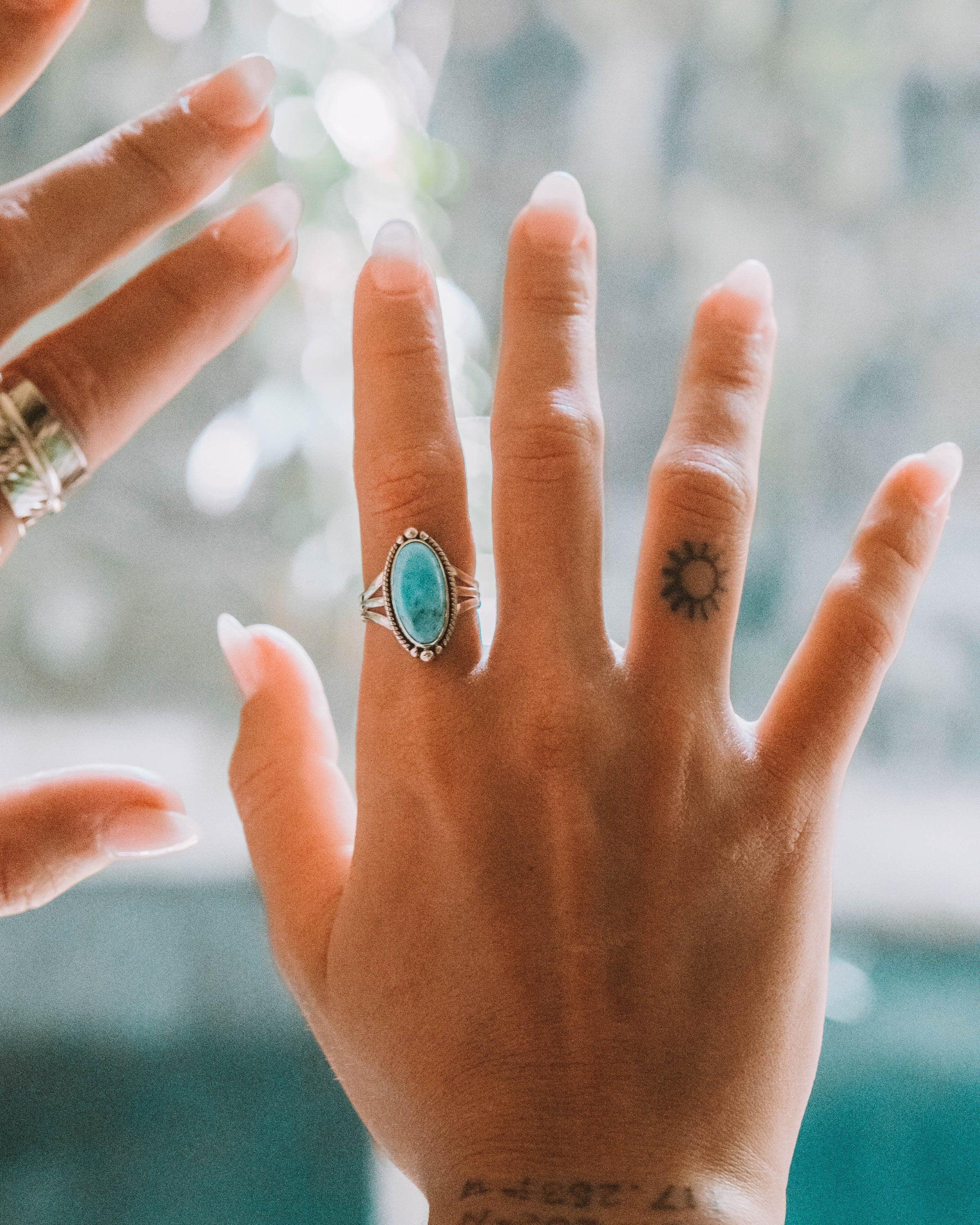 Turquoise Ring ~ Sterling Silver 925 ~ Handmade ~ Statement ~ Hippie ~ Bohemian ~ Jewelry ~Gift For Her ~Gemstone~December Birthstone~MR249