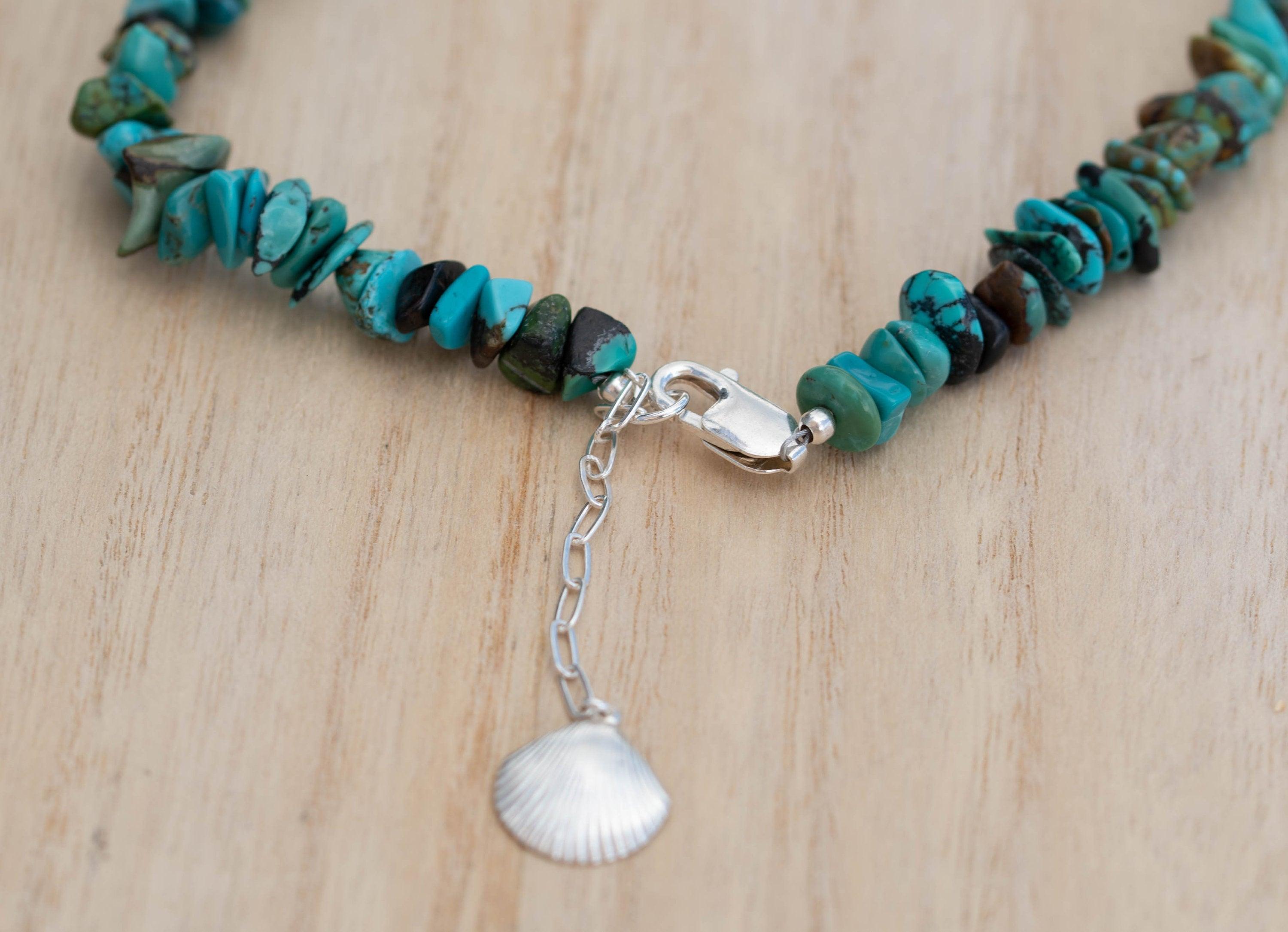 Turquoise shell necklace~ Sterling Silver 925 ~ Choker ~ Jewelry ~ Gift For Her ~ Minimalist~ Handmade~