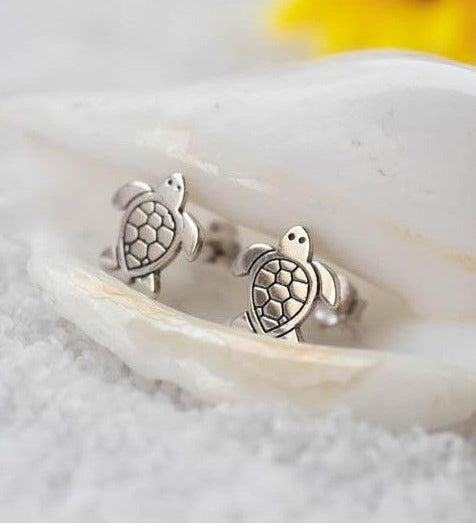 Turtle Stud Earrings ~ Sterling Silver 925 ~ SME042 - Maresia Jewelry
