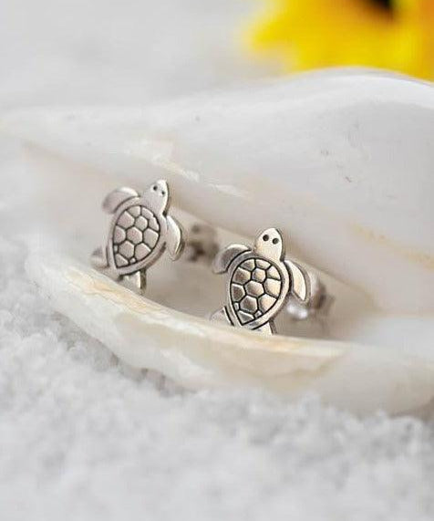 Turtle Stud Earrings ~ Sterling Silver 925 ~ SME042 - Maresia Jewelry
