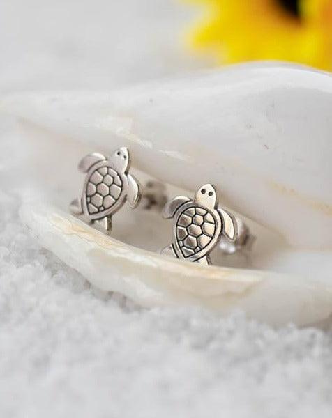 Turtle Stud Earrings ~ Sterling Silver 925 ~ SME042 - Maresia Jewelry