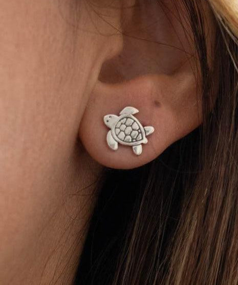 Turtle Stud Earrings ~ Sterling Silver 925 ~ SME042 - Maresia Jewelry