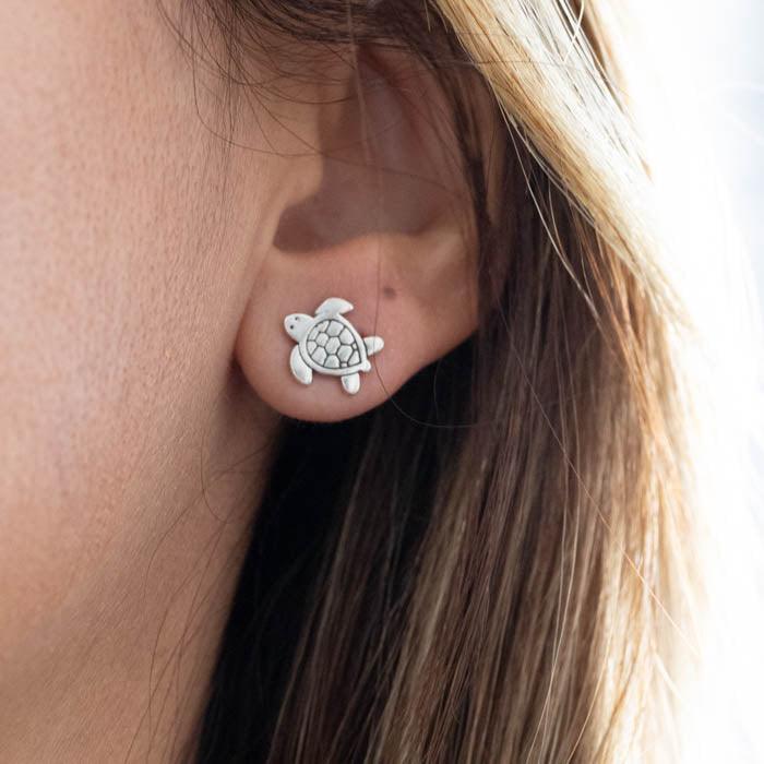 Turtle Stud Earrings ~ Sterling Silver 925 ~ SME042 - Maresia Jewelry