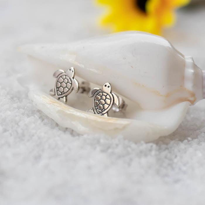 Turtle Stud Earrings ~ Sterling Silver 925 ~ SME042 - Maresia Jewelry