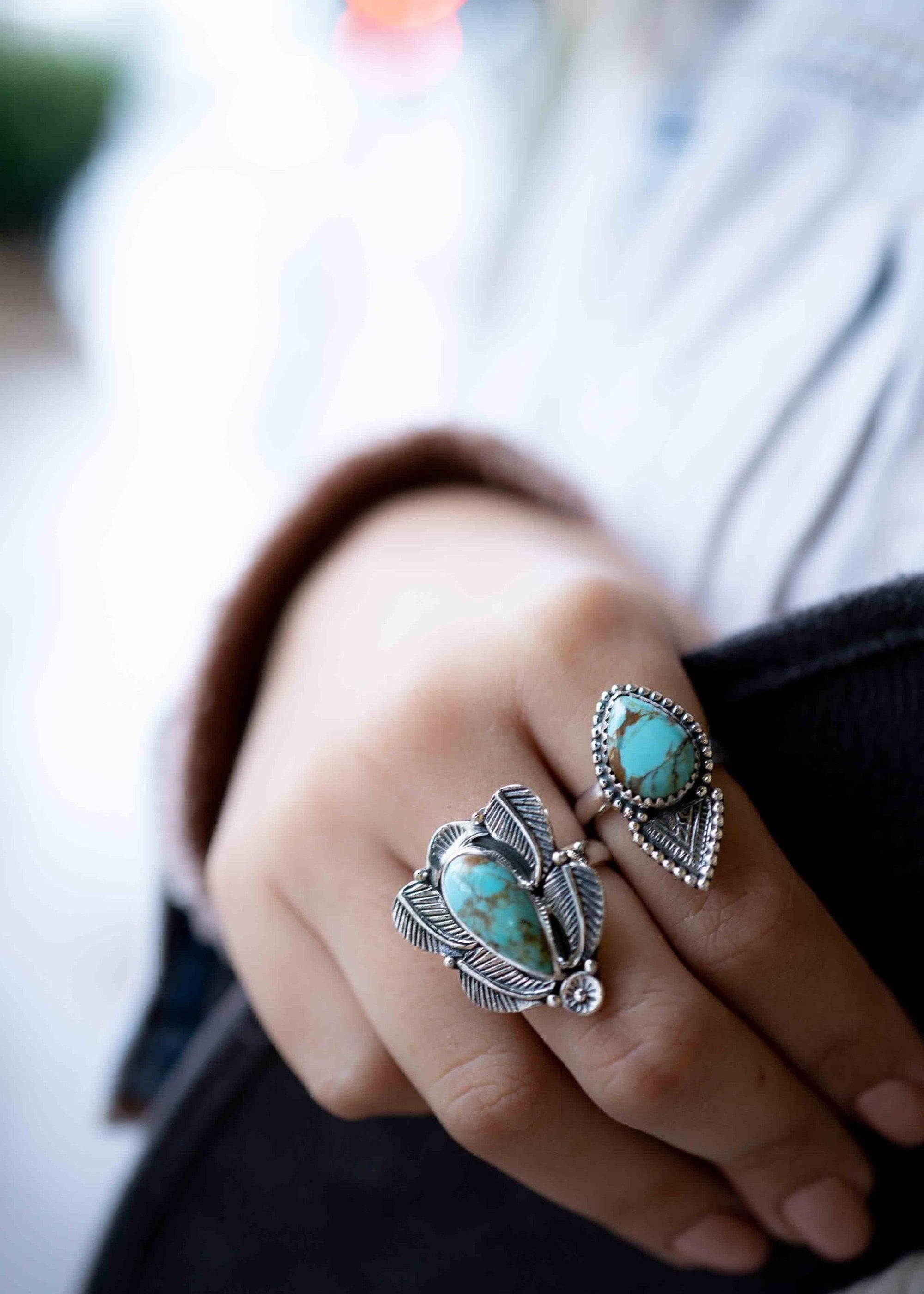 Turquoise Ring ~ Sterling Silver 925 ~ Handmade ~ Gemstone ~ Statement~ December Birthstone Boho * MR282
