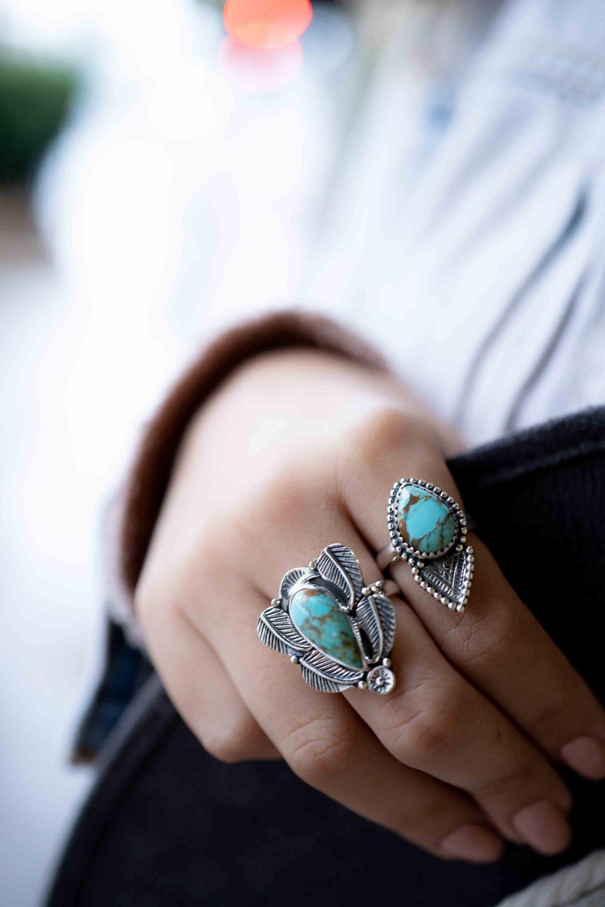 Turquoise Ring ~ Sterling Silver 925 ~ Handmade ~ Gemstone ~ Statement~ December Birthstone Boho * MR282