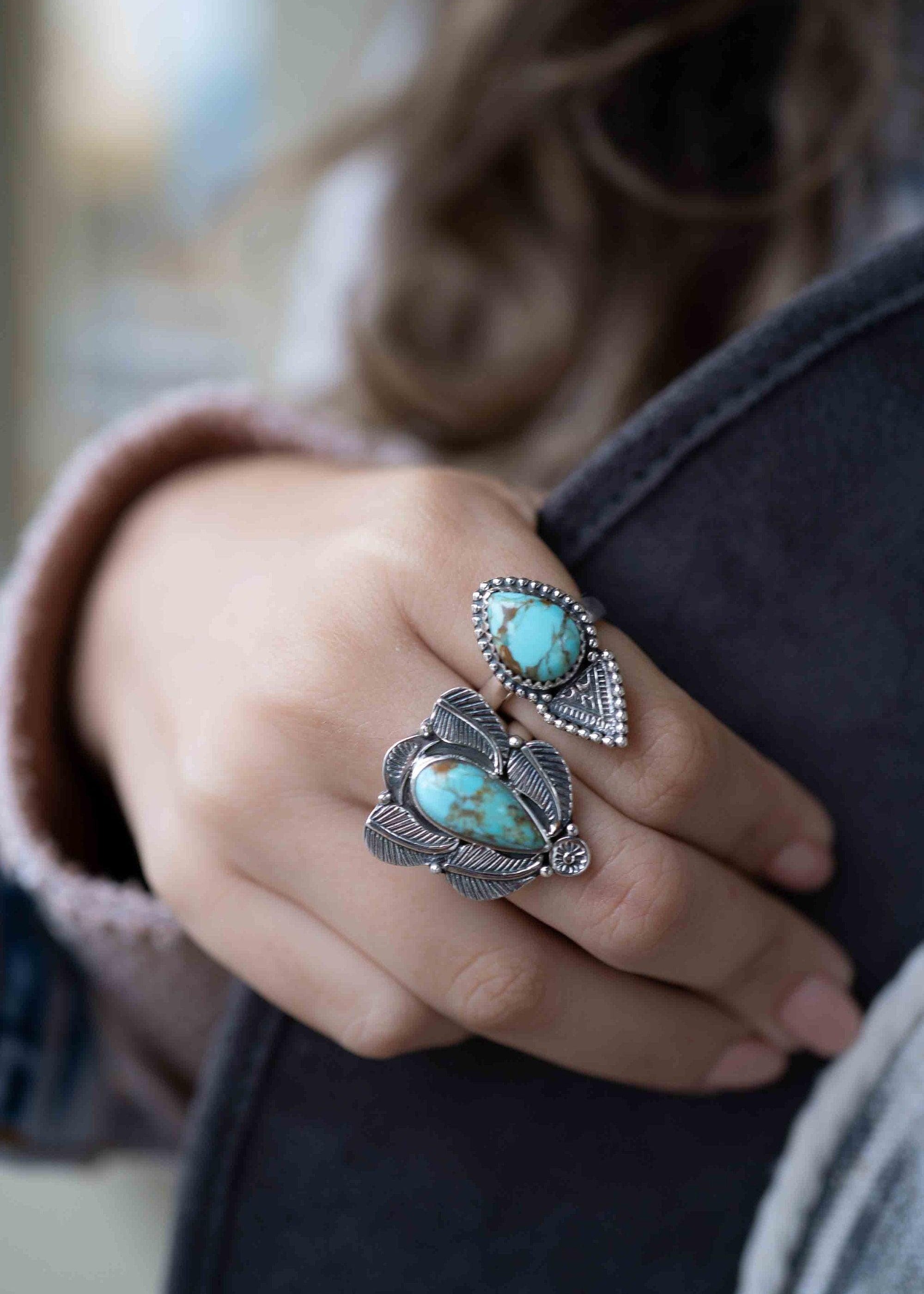 Turquoise Ring ~ Sterling Silver 925 ~ Handmade ~ Gemstone ~ Statement~ December Birthstone Boho * MR282