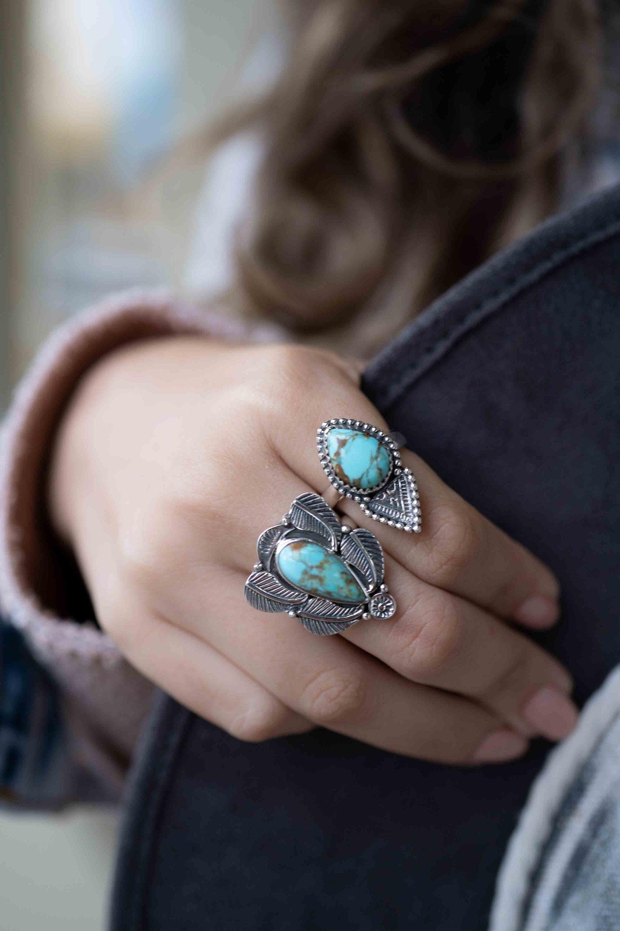 Turquoise Ring ~ Sterling Silver 925 ~ Handmade ~ Gemstone ~ Statement~ December Birthstone Boho * MR282