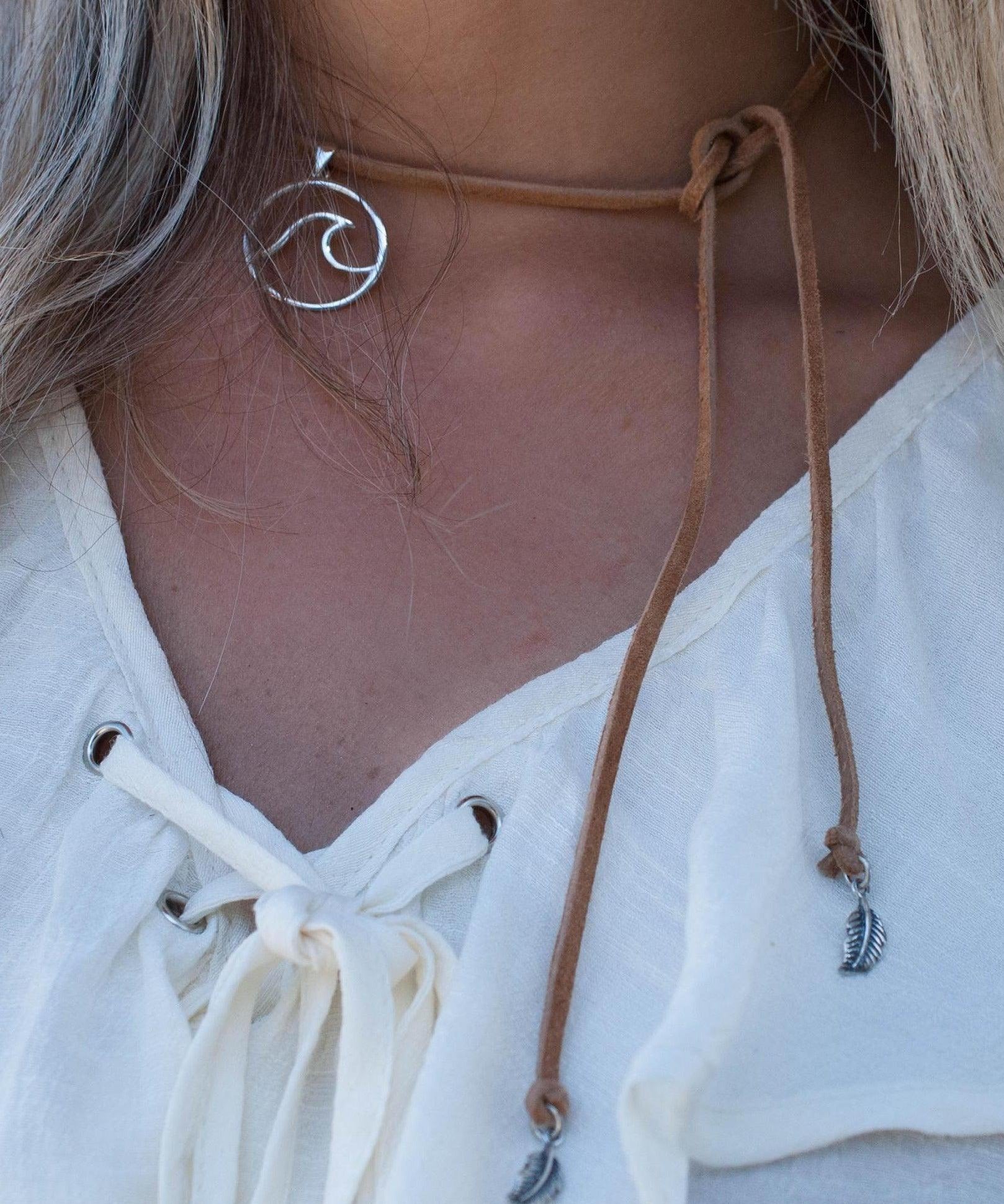 Wave Leather Choker ~ Sterling Silver 925 - Maresia Jewelry