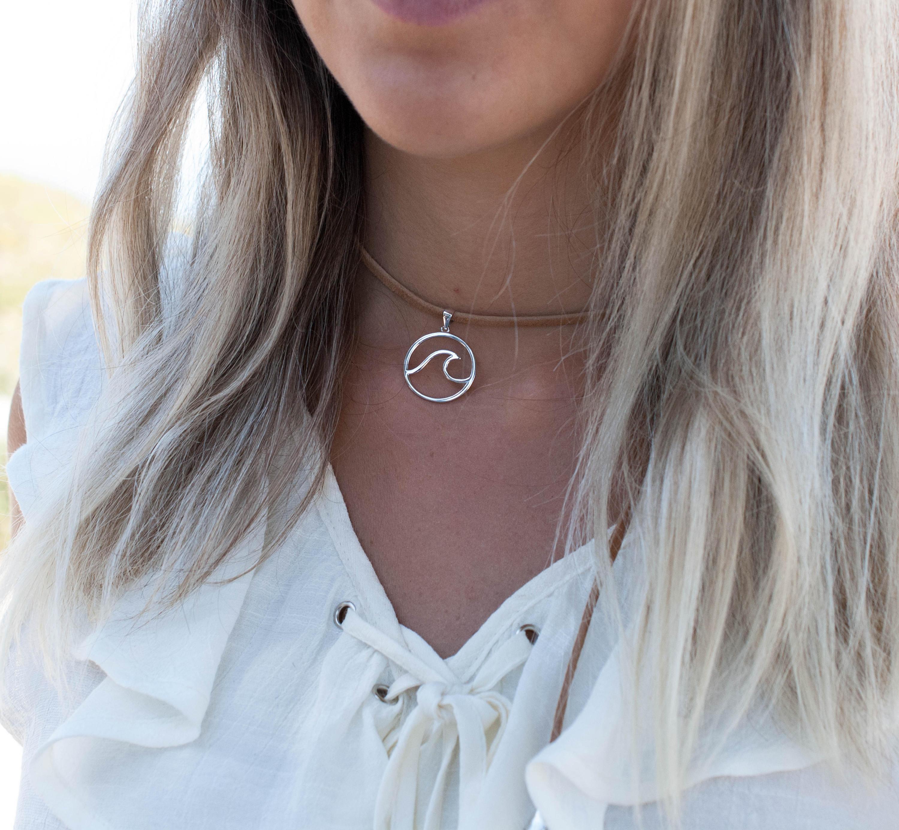 Wave Leather Choker ~ Sterling Silver 925 - Maresia Jewelry