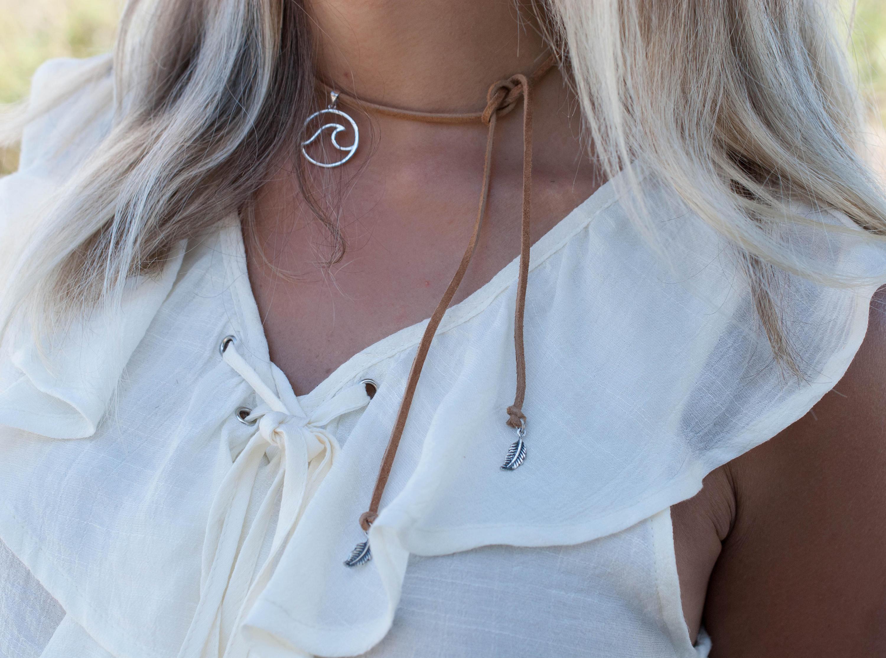 Wave Leather Choker ~ Sterling Silver 925 - Maresia Jewelry