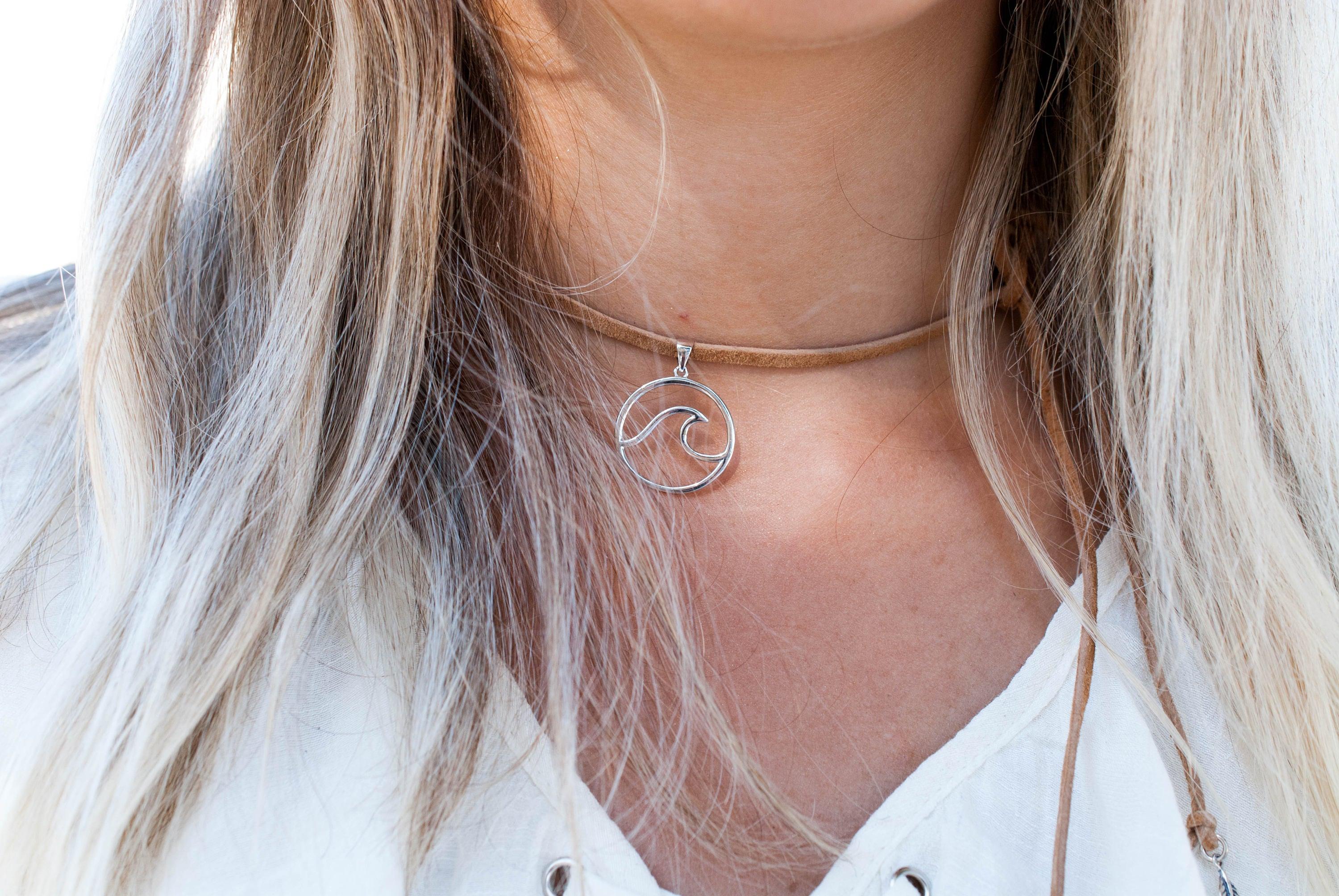 Wave Leather Choker ~ Sterling Silver 925 - Maresia Jewelry
