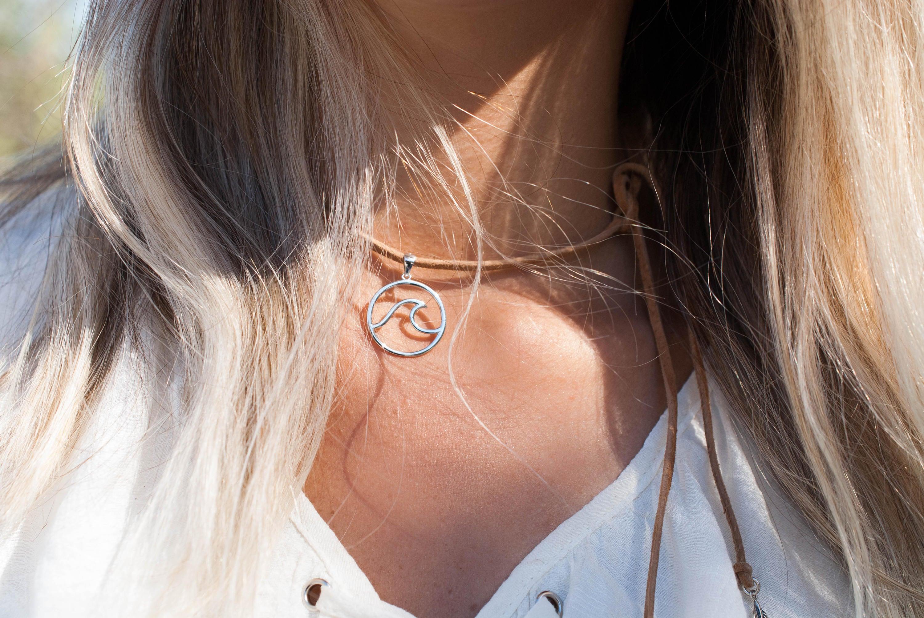 Wave Leather Choker ~ Sterling Silver 925 - Maresia Jewelry