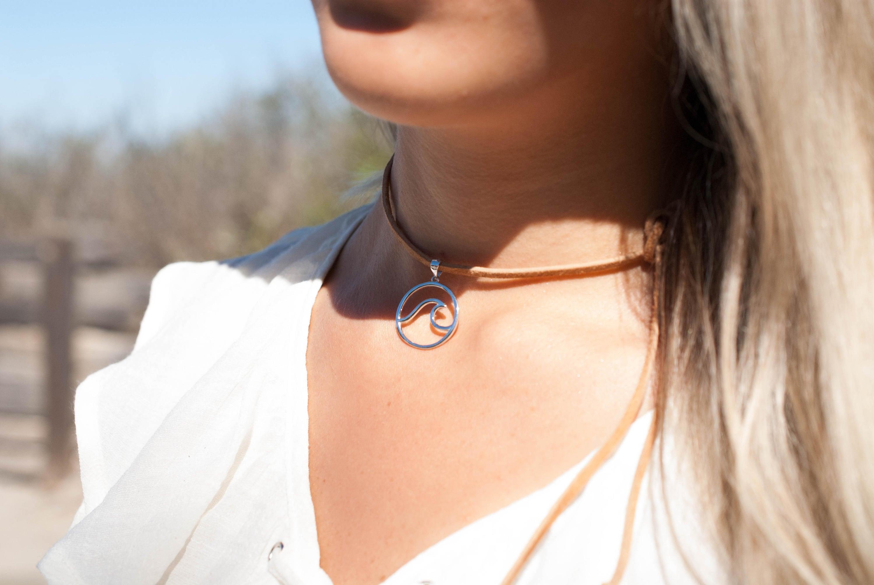 Wave Leather Choker ~ Sterling Silver 925 - Maresia Jewelry