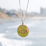 Wave Hand Stamped Disk Pendant ~ Sterling Silver - Maresia Jewelry